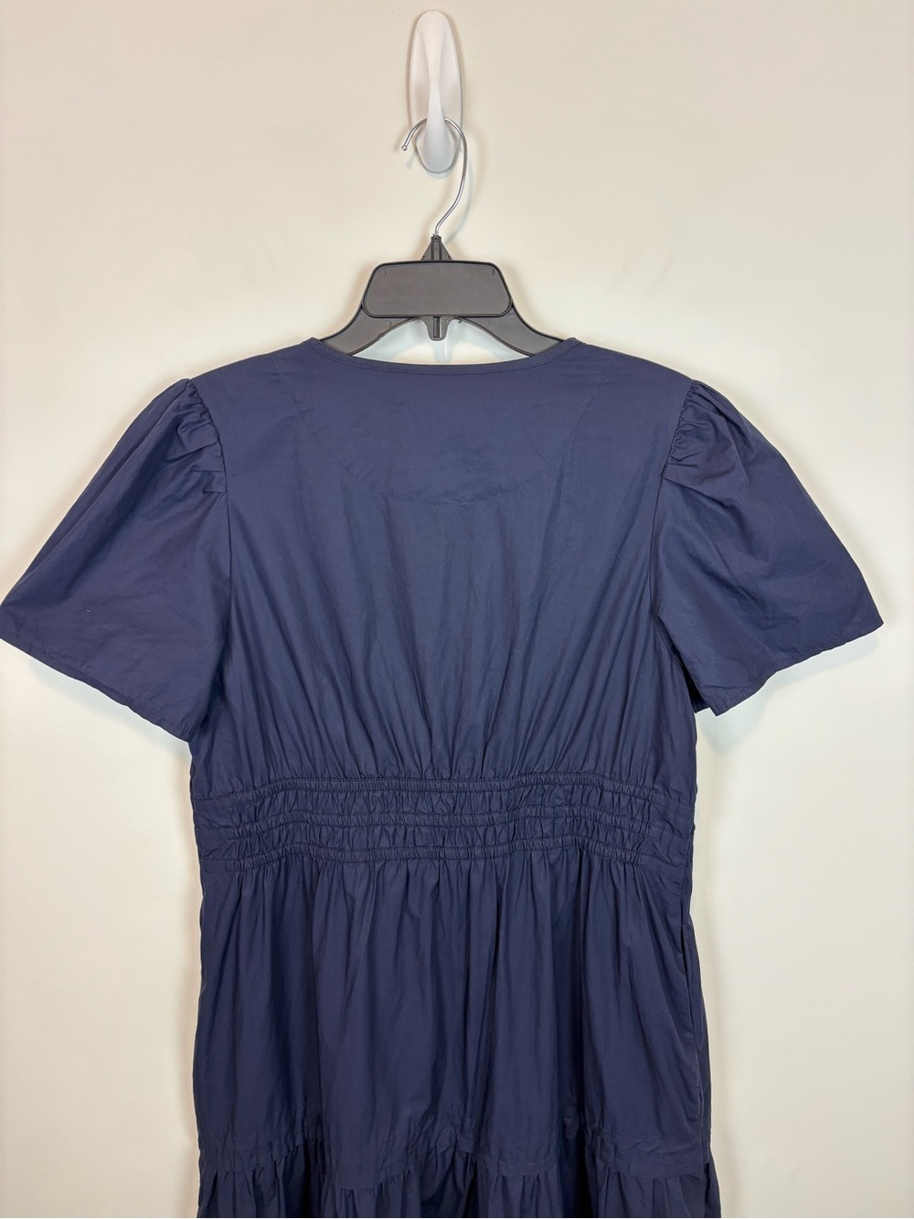 Quince 100% Organic Cotton Poplin Tiered Maxi Dress in Navy Size L - Picture 8 of 14